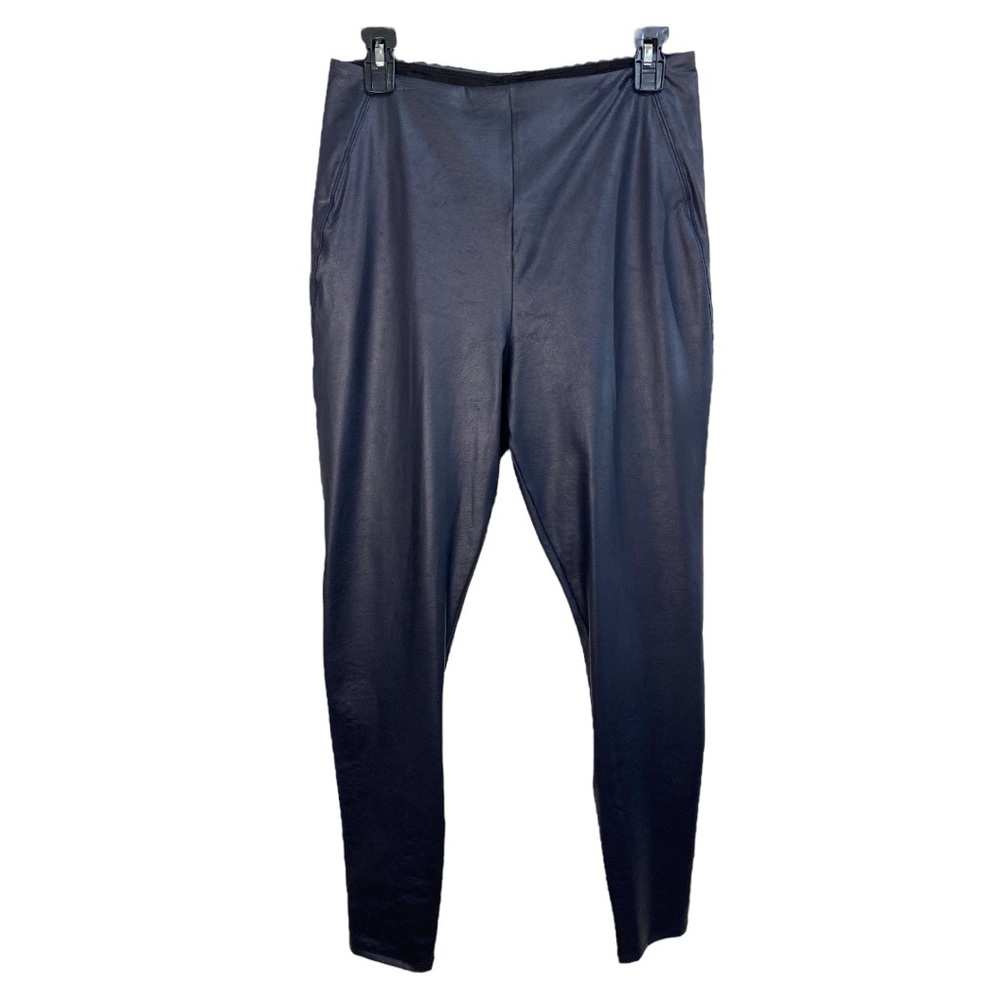 Lysse' Patterned/Foiled Faux Leather Leggings Navy Blue‎ Size L - Picture 3 of 9
